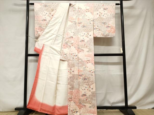 平和屋着物■上質な小紋　鴛鴦飛鳥花筏文　金彩　正絹　逸品　CABD3783ev