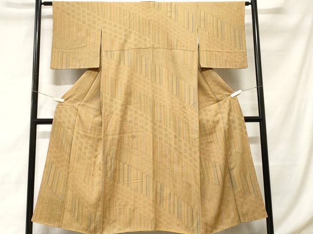 平和屋着物■上質な小紋　籠目花文　金彩　正絹　逸品　CABD3785ev