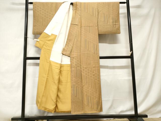平和屋着物■上質な小紋　籠目花文　金彩　正絹　逸品　CABD3785ev
