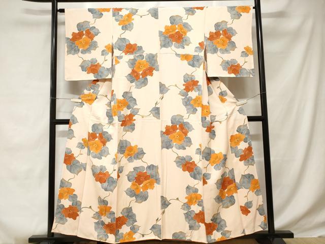 平和屋着物■上質な小紋　蔦の葉花文　正絹　逸品　CABD3794ev