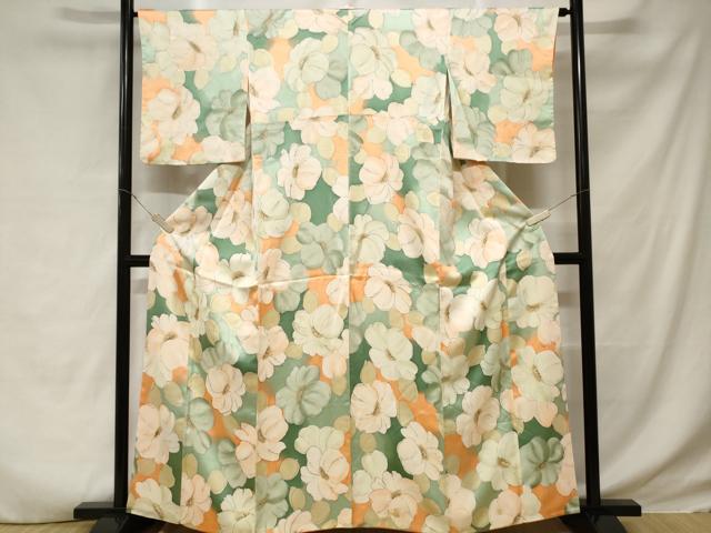 平和屋着物■上質な小紋　手描き　草花文　暈し染め　正絹　逸品　CABD3840ev