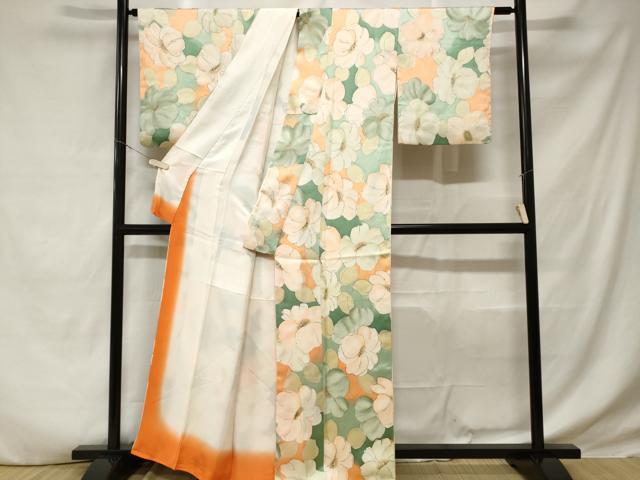 平和屋着物■上質な小紋　手描き　草花文　暈し染め　正絹　逸品　CABD3840ev