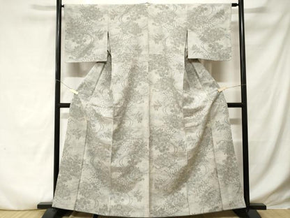 平和屋着物■上質な紬　鼓草花文　背抜き仕立て　正絹　逸品　CABD3847ev