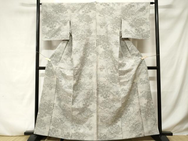 平和屋着物■上質な紬　鼓草花文　背抜き仕立て　正絹　逸品　CABD3847ev