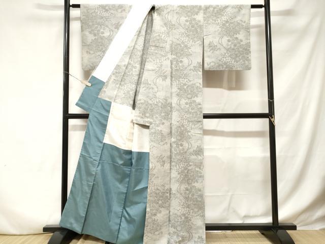 平和屋着物■上質な紬　鼓草花文　背抜き仕立て　正絹　逸品　CABD3847ev