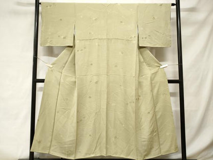 平和屋着物■上質な色無地　樹林地紋　柳茶色　正絹　逸品　CABD3851ev
