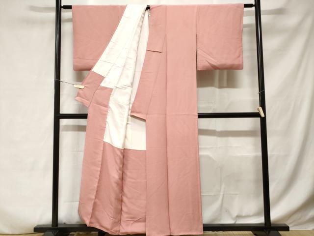 平和屋着物■上質な色無地　丸地紋　鴇色　正絹　逸品　CABD3853ev