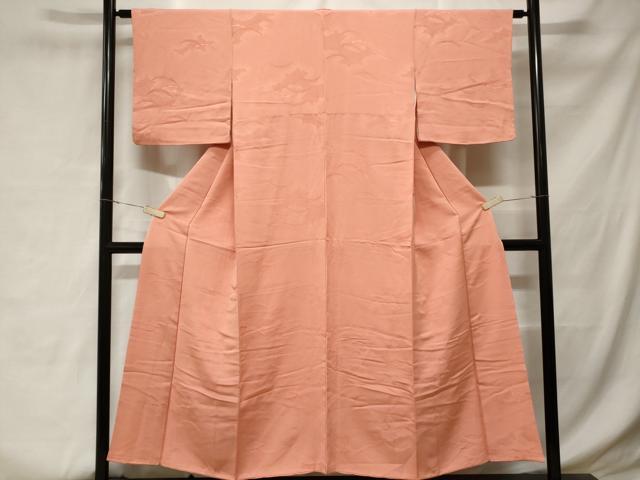 平和屋着物■上質な色無地 雪芝地紋 紅梅色 正絹 逸品 CABD3854ev