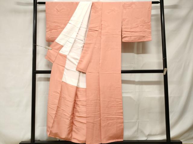 平和屋着物■上質な色無地 雪芝地紋 紅梅色 正絹 逸品 CABD3854ev