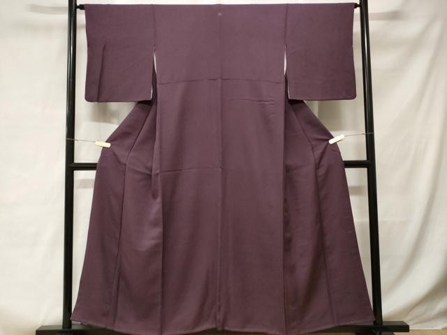 平和屋着物■上質な色無地　霞地紋　蒲葡色　正絹　逸品　CABD3855ev