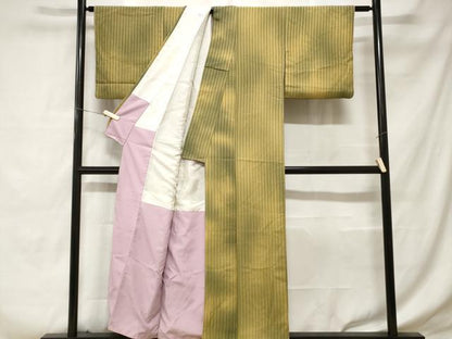 平和屋着物■上質な小紋　霞文　縞　正絹　逸品　CABD3867ev