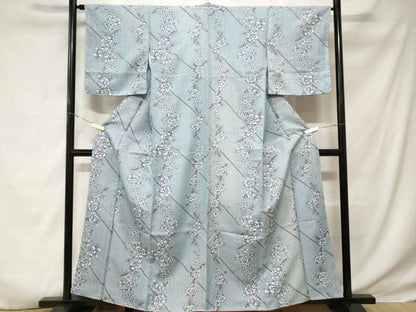 平和屋着物■小紋　斜線草花文　洗える着物　CABD3885ev