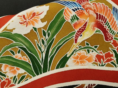 平和屋着物■豪華黒留袖　刺繍　松竹梅花鳥文　金彩　正絹　逸品　CABD3892ev