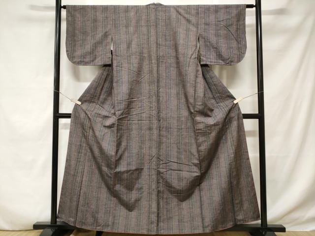 平和屋着物■上質な紬　縞　正絹　逸品　CABD3893ev