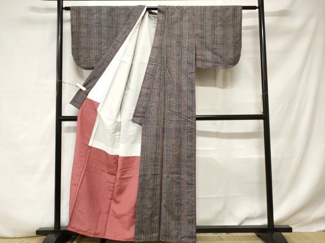 平和屋着物■上質な紬　縞　正絹　逸品　CABD3893ev