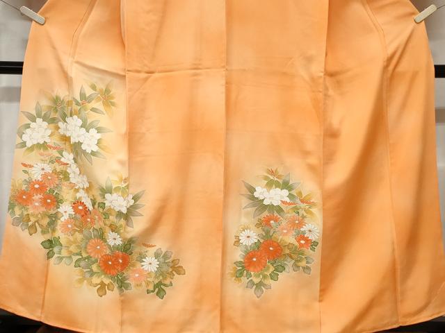 平和屋着物■訪問着　刺繍　草花文　菊　暈し染め　金彩　正絹　逸品　CABD3896ev
