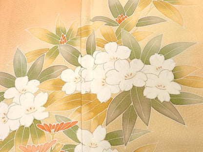 平和屋着物■訪問着　刺繍　草花文　菊　暈し染め　金彩　正絹　逸品　CABD3896ev