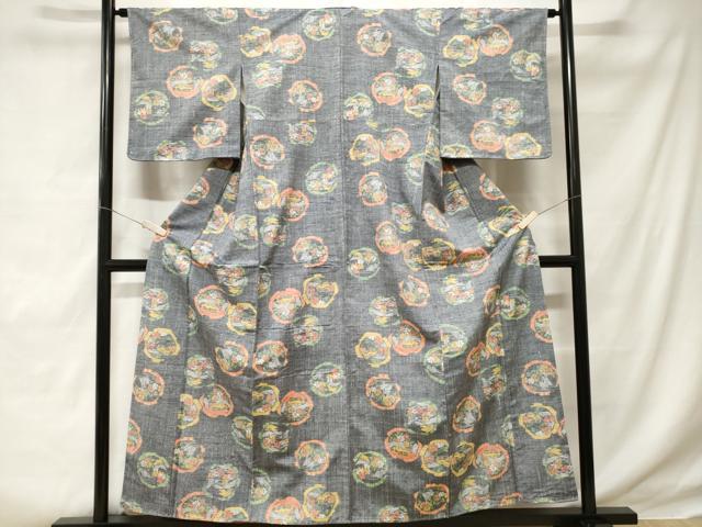 平和屋着物■上質な紬 風景丸文 正絹 逸品 CABD3897ev
