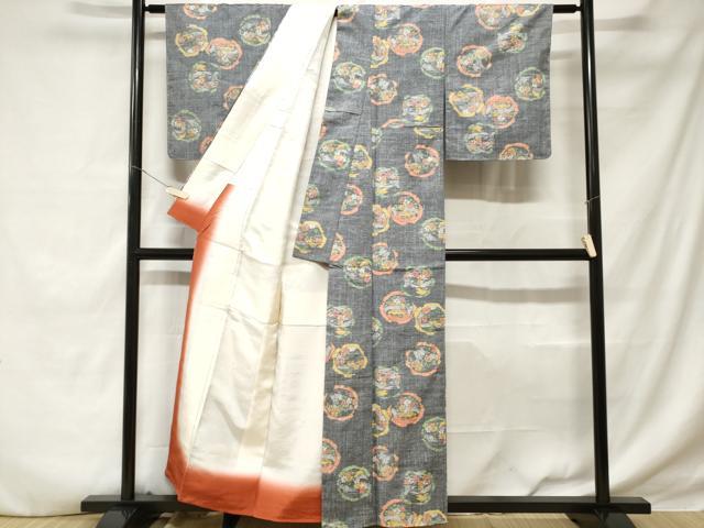 平和屋着物■上質な紬 風景丸文 正絹 逸品 CABD3897ev