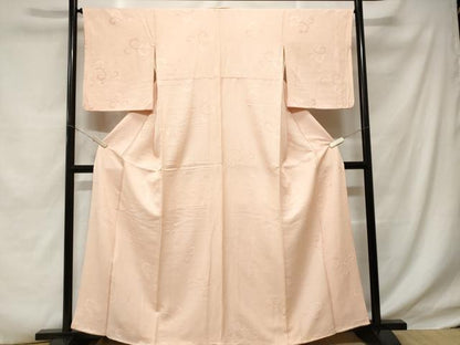 平和屋着物■上質な色無地　唐草地紋　肌色　正絹　逸品　CABD3923ev