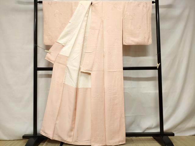 平和屋着物■上質な色無地　唐草地紋　肌色　正絹　逸品　CABD3923ev