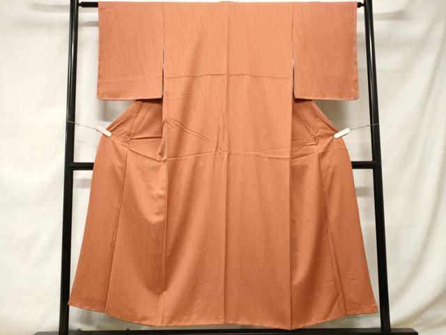 平和屋着物■上質な色無地　枝葉地紋　黄丹色　正絹　逸品　CABD3925ev