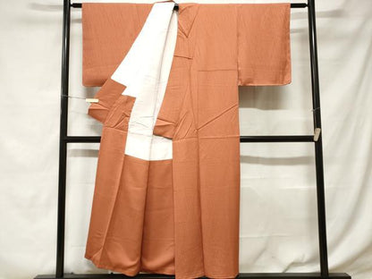 平和屋着物■上質な色無地　枝葉地紋　黄丹色　正絹　逸品　CABD3925ev