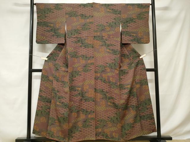 平和屋着物●極上　小紋　天目織　お召地　吉祥花文　逸品　DZAB5412kh6 平和屋着物□上質な小紋 平和屋着物○上質なお召 天目織