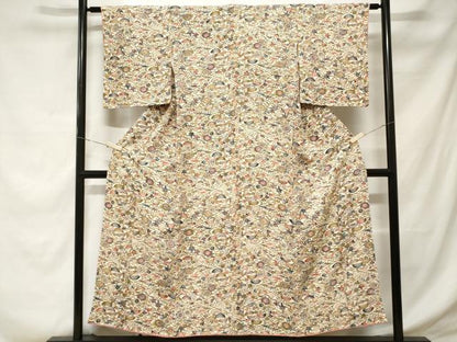 平和屋着物■上質な小紋 型染め 花蝶文 正絹 逸品 CABD3937ev