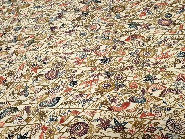 平和屋着物■上質な小紋 型染め 花蝶文 正絹 逸品 CABD3937ev