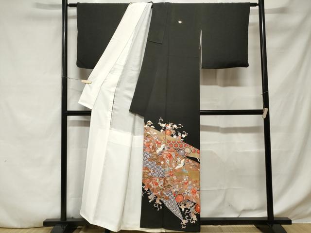平和屋着物■豪華黒留袖 作家物 飛鶴宝尽くし吉祥花文 金彩 正絹 逸品 CABD3953ev