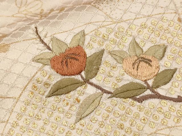 平和屋着物■訪問着　刺繍　絞り　地紙枝花文　暈し染め　金銀彩　正絹　逸品　CABD3968ev