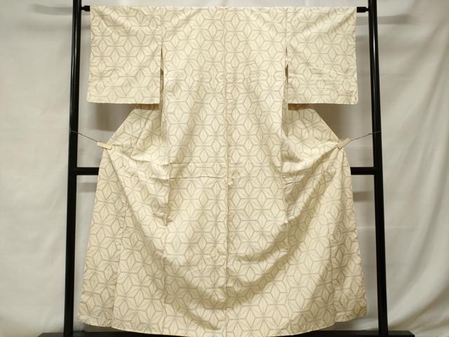 平和屋着物■上質な紬 麻の葉文様 正絹 逸品 CABD3984ev