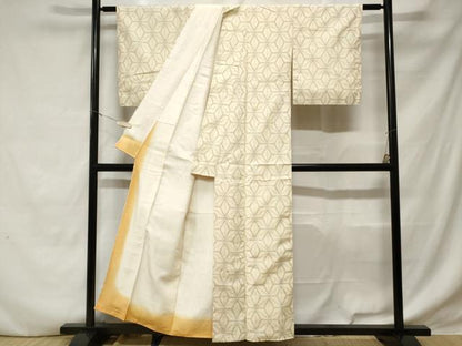 平和屋着物■上質な紬 麻の葉文様 正絹 逸品 CABD3984ev