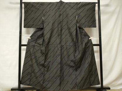 平和屋着物■上質な紬 斜線文 正絹 逸品 CABD3995ev