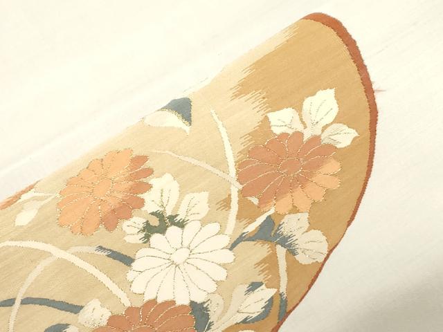 逸品 明綴れ 正絹袋帯 格調高く蜀江華文様 宝相華唐花 お太鼓柄 単衣から袷まで 平和屋着物▽夏物 明綴れ 太鼓柄袋帯 草花丸文 金糸 正絹 逸品 AABF3820wj