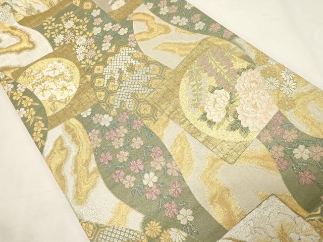 平和屋着物▼六通柄袋帯 華艶 金銀糸 正絹 逸品 CABD4017dy