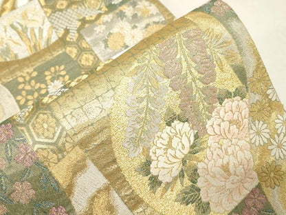 平和屋着物▼六通柄袋帯 華艶 金銀糸 正絹 逸品 CABD4017dy
