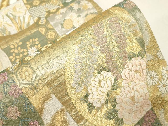 平和屋着物▼六通柄袋帯 華艶 金銀糸 正絹 逸品 CABD4017dy