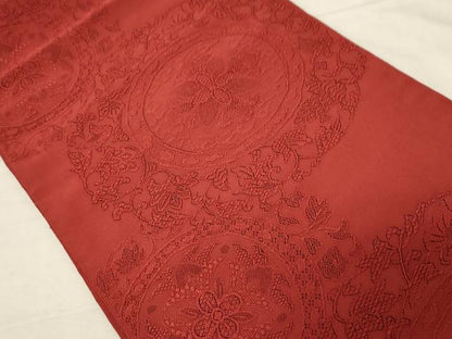 平和屋着物●爪掻き本綴れ　八寸名古屋帯　葡萄蔦の葉文　正絹　逸品　CABD4029dy