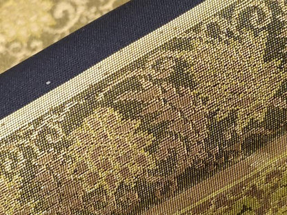 平和屋着物●九寸名古屋帯　横段草花文　金糸　正絹　逸品　CABD4031dy
