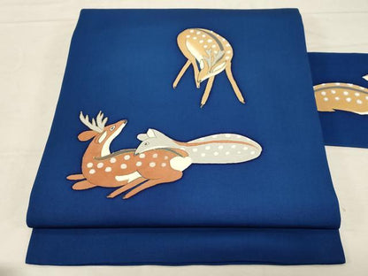 平和屋着物●塩瀬　九寸名古屋帯　鹿　金彩　正絹　逸品　CABD4036dy