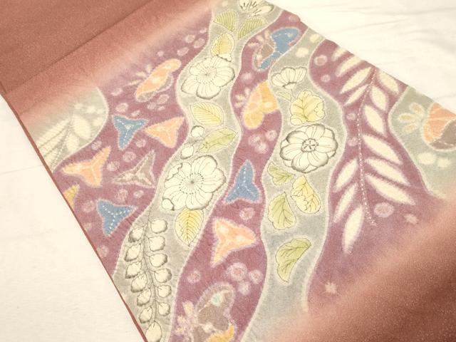 平和屋着物●九寸開き名古屋帯　絞り　辻が花　金通し地　正絹　逸品　CABD4040dy