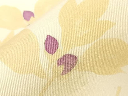 平和屋着物●塩瀬　九寸名古屋帯　作家物　手描き　刺繍　草花文　正絹　逸品　未使用　CABD4041dy