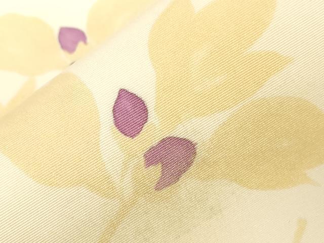 平和屋着物●塩瀬　九寸名古屋帯　作家物　手描き　刺繍　草花文　正絹　逸品　未使用　CABD4041dy