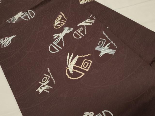 平和屋着物●九寸名古屋帯　幾何学　兎　正絹　逸品　CABD4043dy