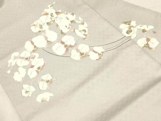 平和屋着物●中国人間国宝　将雪英　九寸名古屋帯　刺繍　胡蝶蘭　金糸　正絹　逸品　CABD4044dy