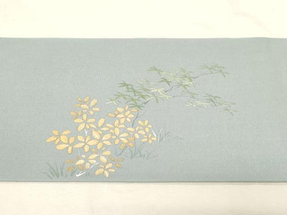 平和屋着物●塩瀬　九寸名古屋帯　作家物　人物文　金銀彩　正絹　逸品　CABD4045dy