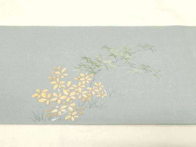 平和屋着物●塩瀬　九寸名古屋帯　作家物　人物文　金銀彩　正絹　逸品　CABD4045dy