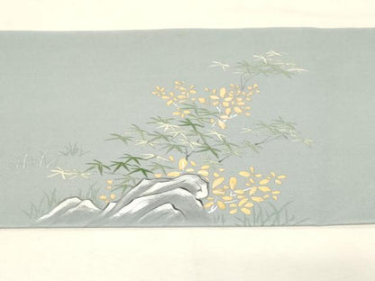 平和屋着物●塩瀬　九寸名古屋帯　作家物　人物文　金銀彩　正絹　逸品　CABD4045dy
